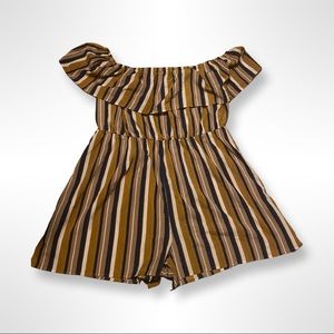 SHEIN Mustard Yellow Striped Romper